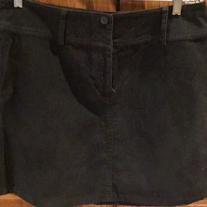 B Moss front zip and button corduroy skirt.